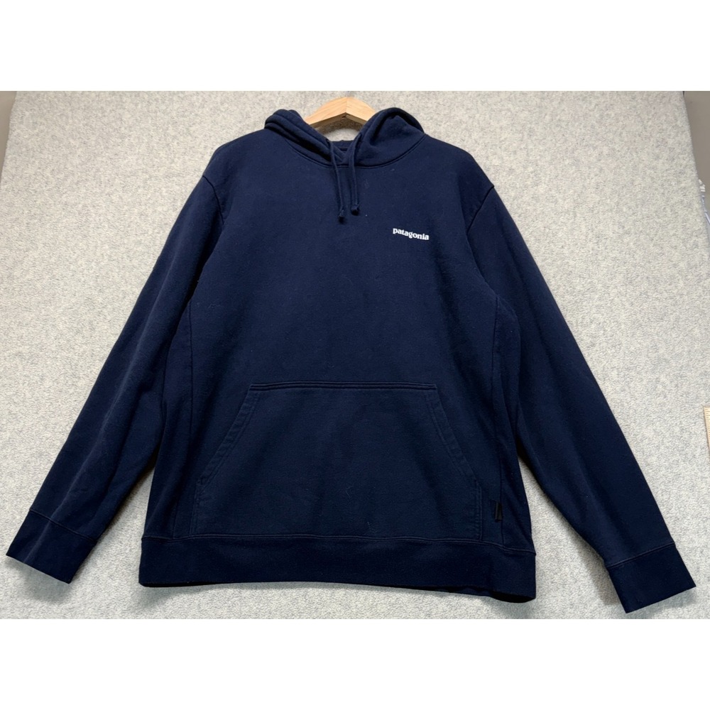 Patagonia‎ Mens Fitz Roy Icon Uprisal Hoodie Navy Blue Logo Outddor Comfy XL